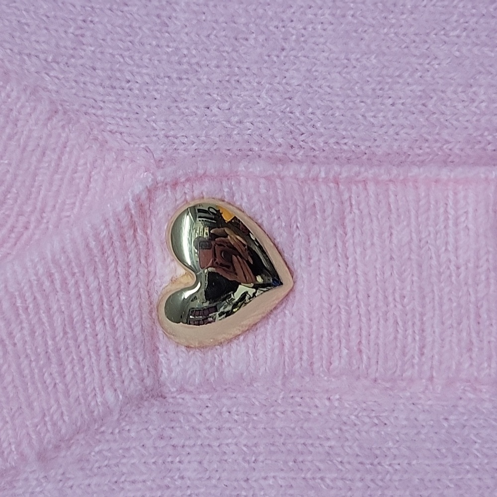 Crown & Ivy Pink Cardigan with Gold Heart Buttons - Picture 3 of 14